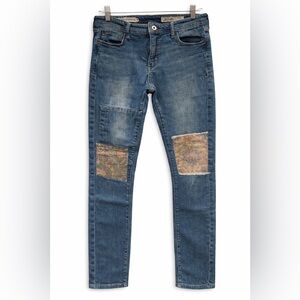 Pilcro & Letterpress Slim Boyfriend Jeans‎ Size 27 Anthropologie Patchwork Knees